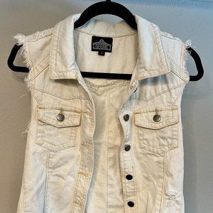 White Denim Ripped Vest